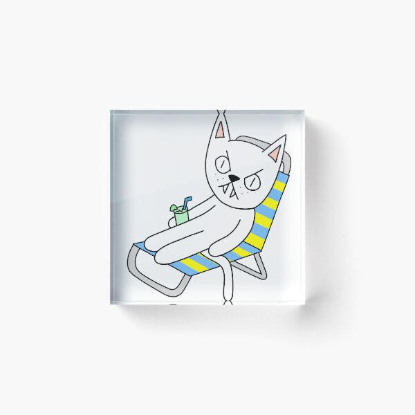 Item preview, mean cat beach chair - white designed and sold by motherbrainart.
