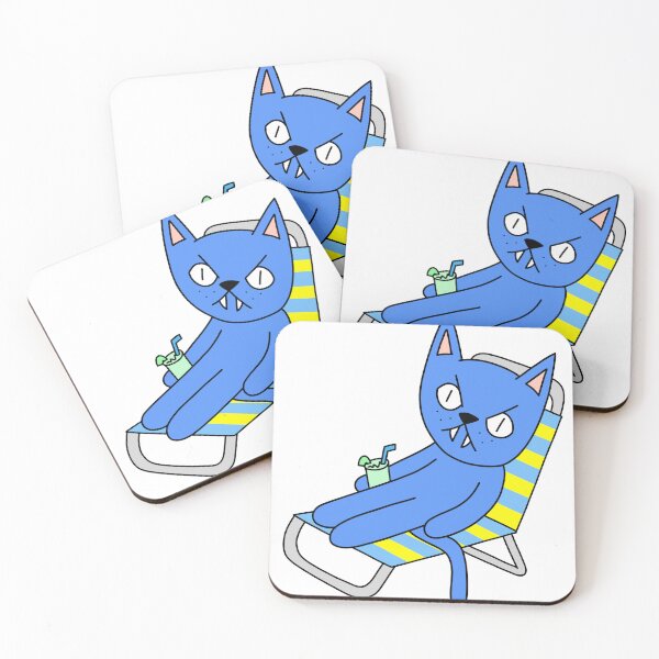 Item preview, mean cat beach chair - blue designed and sold by motherbrainart.
