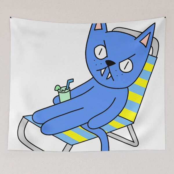 Item preview, mean cat beach chair - blue designed and sold by motherbrainart.