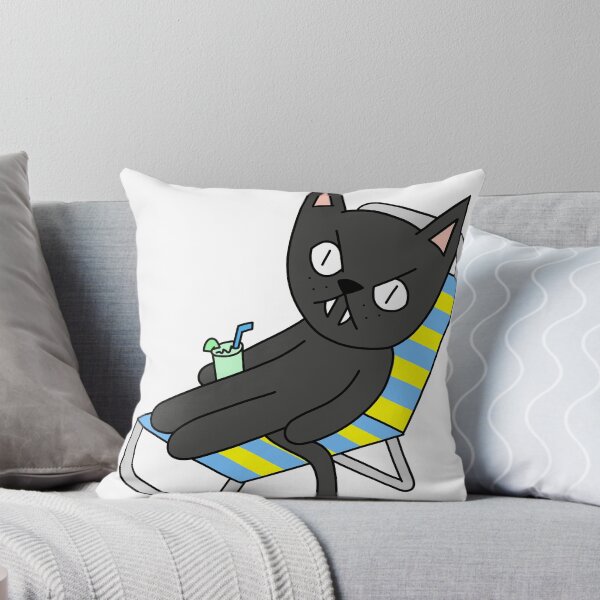 Item preview, mean cat beach chair - black designed and sold by motherbrainart.