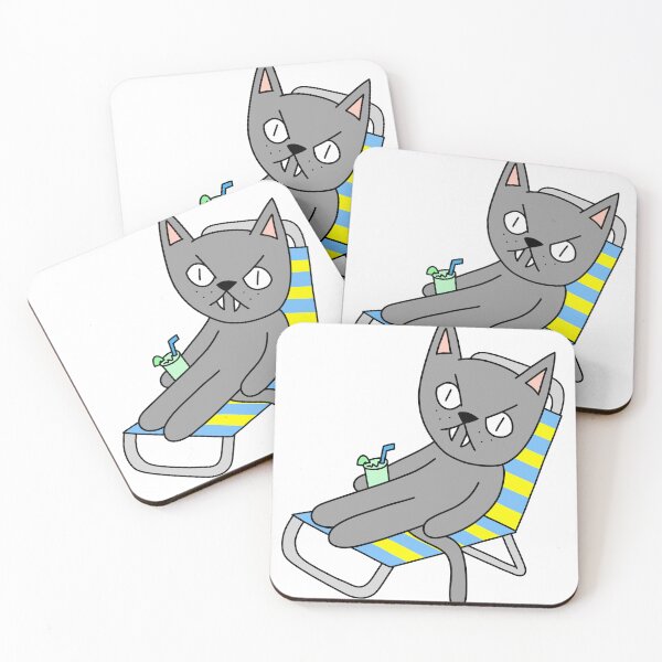 Item preview, mean cat beach chair - gray designed and sold by motherbrainart.