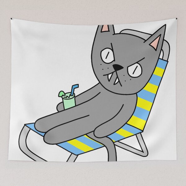 Item preview, mean cat beach chair - gray designed and sold by motherbrainart.
