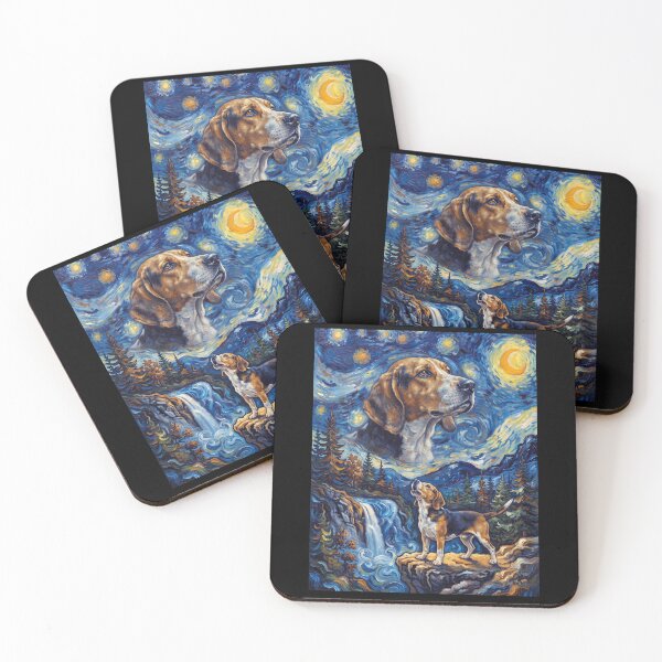 Item preview, American Foxhound Howling Moon Starry Night Van Gogh Art Animal Lover designed and sold by dian-rody-crest.