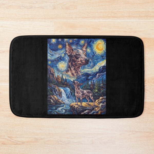 Item preview, American Hairless Terrier Howling Moon Starry Night Van Gogh Art Animal Lover designed and sold by dian-rody-crest.