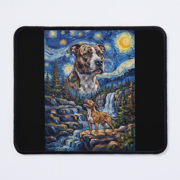 Item preview, American Pit Bull Terrier Howling Moon Starry Night Van Gogh Art Animal Lover designed and sold by dian-rody-crest.
