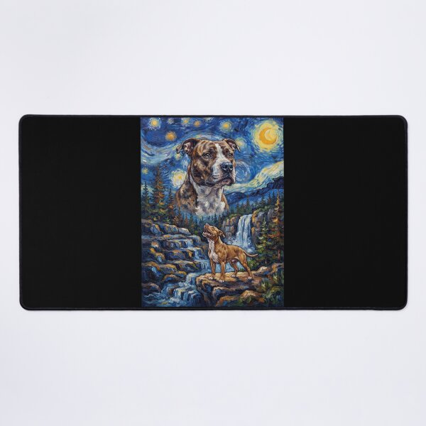Item preview, American Pit Bull Terrier Howling Moon Starry Night Van Gogh Art Animal Lover designed and sold by dian-rody-crest.