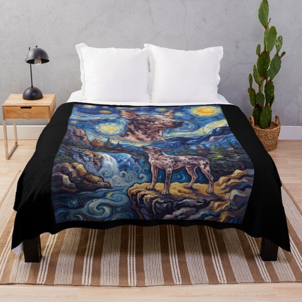 Item preview, American Hairless Terrier Howling Moon Starry Night Van Gogh Art Animal Lover designed and sold by dian-rody-crest.