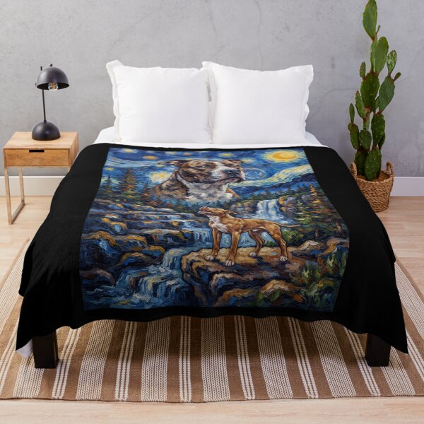 Item preview, American Pit Bull Terrier Howling Moon Starry Night Van Gogh Art Animal Lover designed and sold by dian-rody-crest.