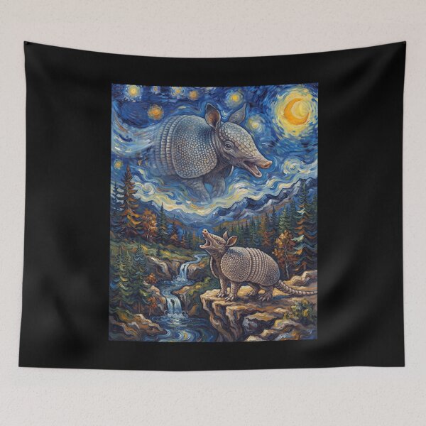 Item preview, Armadillo Howling Moon Starry Night Van Gogh Art Animal Lover designed and sold by dian-rody-crest.