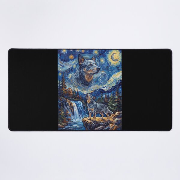 Item preview, Australian Cattle Dog Howling Moon Starry Night Van Gogh Art Animal Lover designed and sold by dian-rody-crest.