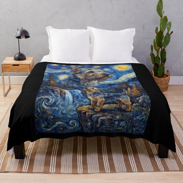 Artikelvorschau, Australischer Terrier, heulender Mond, Sternennacht, Van Gogh-Kunst, Tierliebhaber entworfen und verkauft von dian-rody-crest.