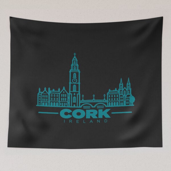 Artikelvorschau, Cork Irland Linienkunst-Skyline-Poster entworfen und verkauft von CMYKStudio.