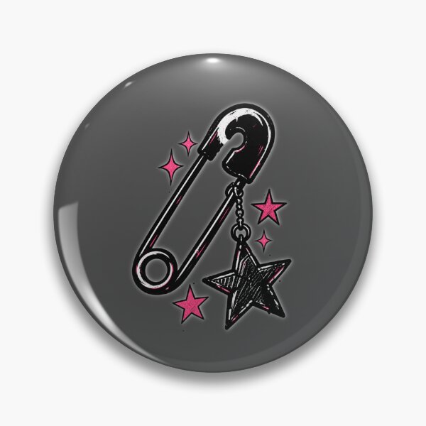 Item preview, Black Safety Pin with Pink Stars designed and sold by stickoala.