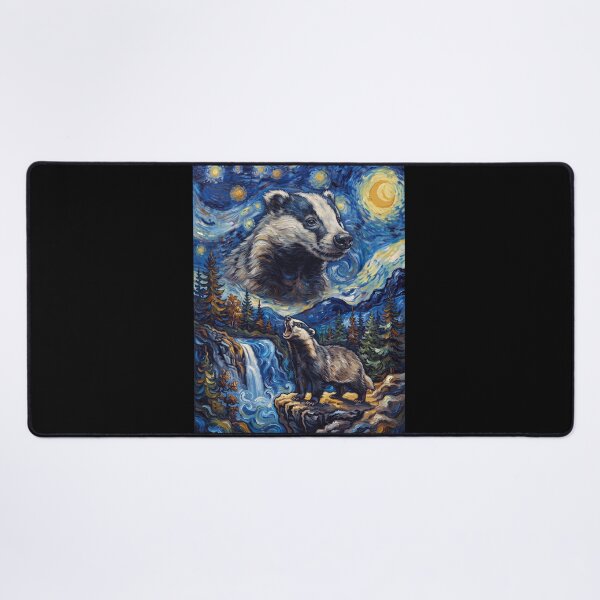 Item preview, Badger Howling Moon Starry Night Van Gogh Art Animal Lover designed and sold by dian-rody-crest.