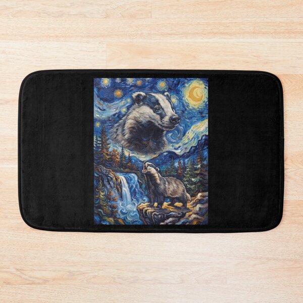 Item preview, Badger Howling Moon Starry Night Van Gogh Art Animal Lover designed and sold by dian-rody-crest.