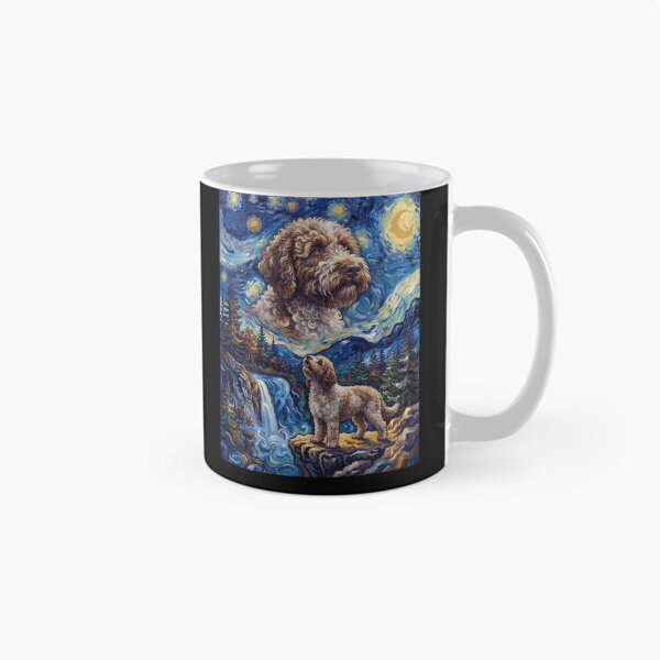 Item preview, Barbet Howling Moon Starry Night Van Gogh Art Animal Lover designed and sold by dian-rody-crest.