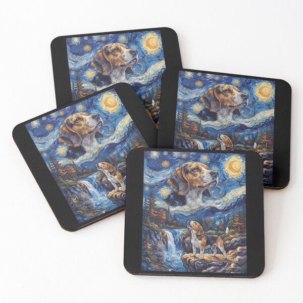 Item preview, Beagle Howling Moon Starry Night Van Gogh Art Dog Lover designed and sold by dian-rody-crest.