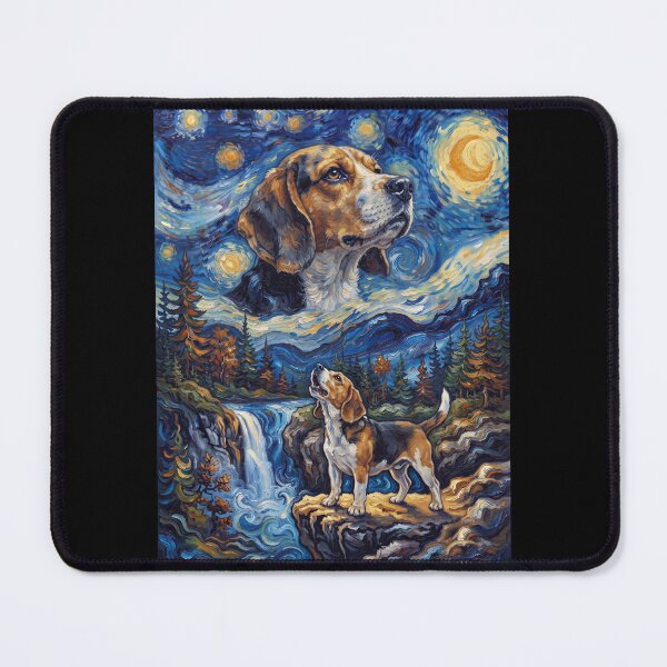 Item preview, Beagle Howling Moon Starry Night Van Gogh Art Dog Lover designed and sold by dian-rody-crest.