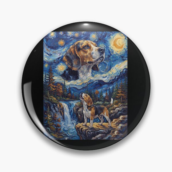 Item preview, Beagle Howling Moon Starry Night Van Gogh Art Dog Lover designed and sold by dian-rody-crest.