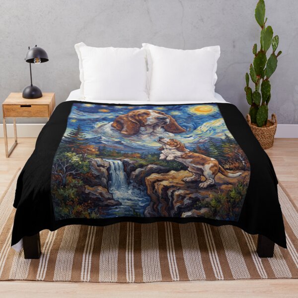 Item preview, Basset Hound Howling Moon Starry Night Van Gogh Art Dog Lover designed and sold by dian-rody-crest.