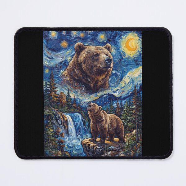 Item preview, Bear Howling Moon Starry Night Van Gogh Art Animal Lover designed and sold by dian-rody-crest.