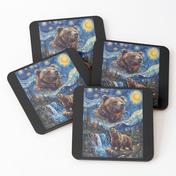 Item preview, Bear Howling Moon Starry Night Van Gogh Art Animal Lover designed and sold by dian-rody-crest.
