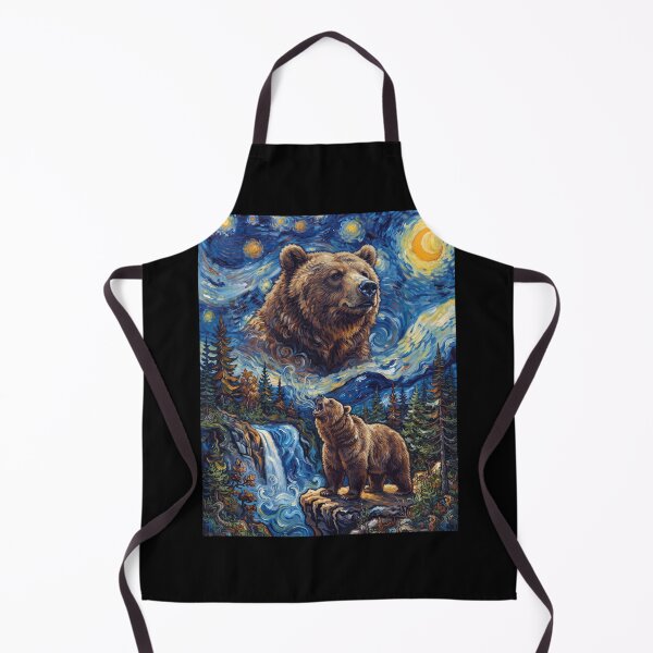 Item preview, Bear Howling Moon Starry Night Van Gogh Art Animal Lover designed and sold by dian-rody-crest.