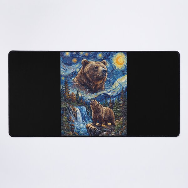 Artikelvorschau, Bärenheulen Mond Sternennacht Van Gogh Kunst Tierliebhaber entworfen und verkauft von dian-rody-crest.