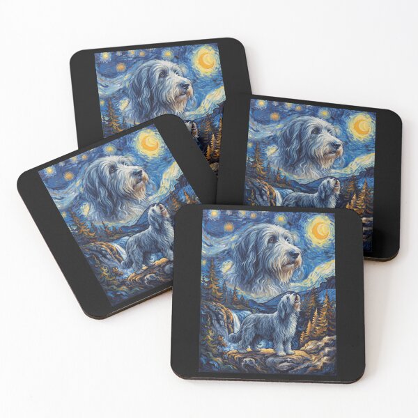 Item preview, Bearded Collie Howling Moon Starry Night Van Gogh Art Animal Lover designed and sold by dian-rody-crest.