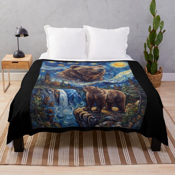 Item preview, Bear Howling Moon Starry Night Van Gogh Art Animal Lover designed and sold by dian-rody-crest.