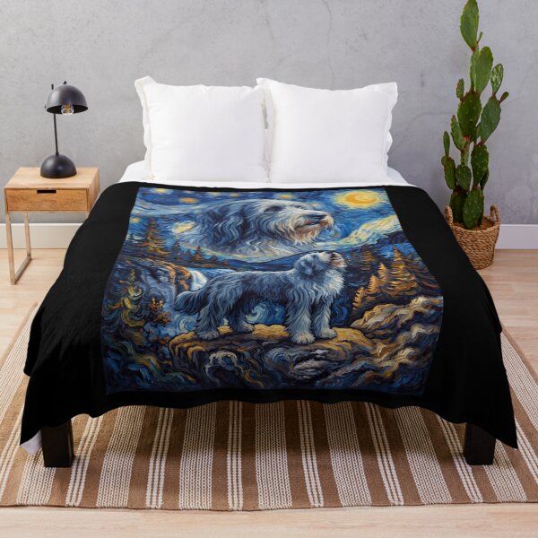 Item preview, Bearded Collie Howling Moon Starry Night Van Gogh Art Animal Lover designed and sold by dian-rody-crest.