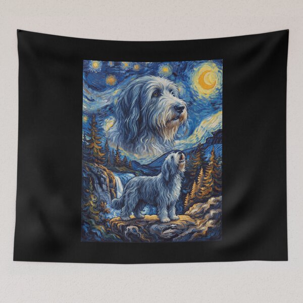 Item preview, Bearded Collie Howling Moon Starry Night Van Gogh Art Animal Lover designed and sold by dian-rody-crest.