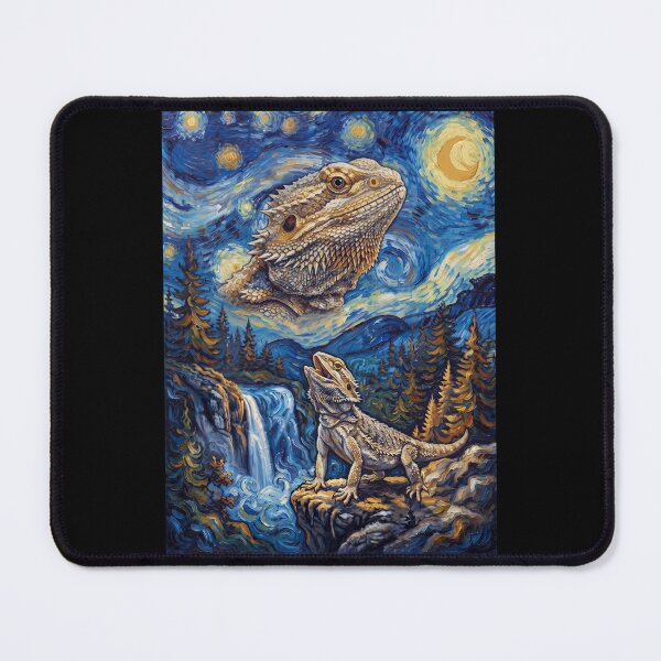 Item preview, Bearded Dragon Howling Moon Starry Night Van Gogh Art Animal Lover designed and sold by dian-rody-crest.