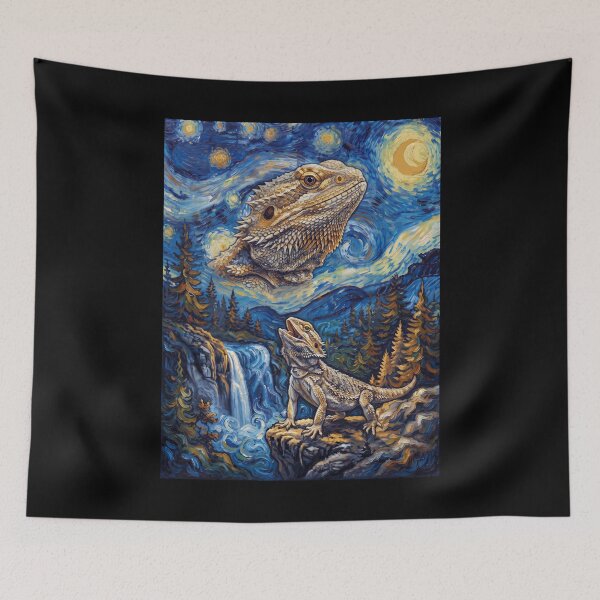 Item preview, Bearded Dragon Howling Moon Starry Night Van Gogh Art Animal Lover designed and sold by dian-rody-crest.