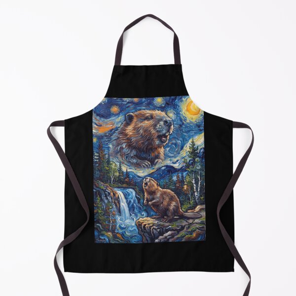 Item preview, Beaver Howling Moon Starry Night Van Gogh Art Animal Lover designed and sold by dian-rody-crest.