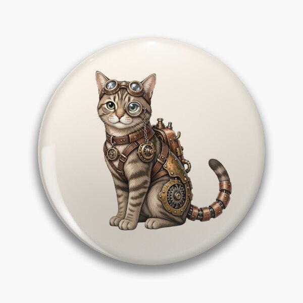 Item preview, Steampunk Cat – Mechanical Cat with Goggles and Gears designed and sold by SweetLilith.