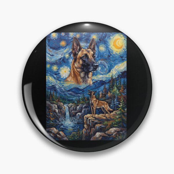 Item preview, Belgian Malinois Howling Moon Starry Night Van Gogh Art Dog Lover designed and sold by dian-rody-crest.