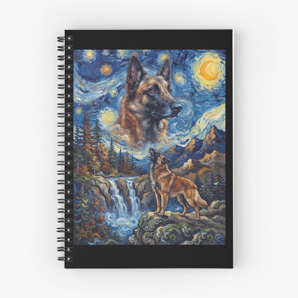 Item preview, Belgian Shepherd Howling Moon Starry Night Van Gogh Art Animal Lover designed and sold by dian-rody-crest.