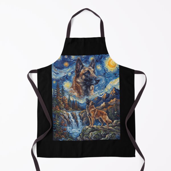 Item preview, Belgian Shepherd Howling Moon Starry Night Van Gogh Art Animal Lover designed and sold by dian-rody-crest.