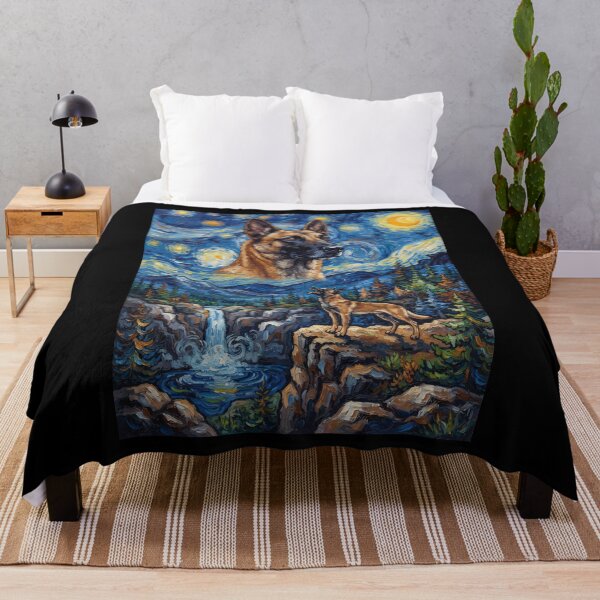 Item preview, Belgian Malinois Howling Moon Starry Night Van Gogh Art Dog Lover designed and sold by dian-rody-crest.