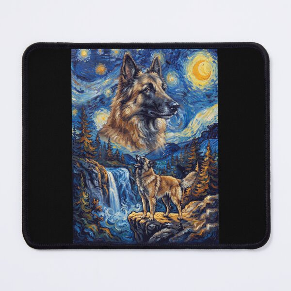 Item preview, Belgian Tervuren Howling Moon Starry Night Van Gogh Art Animal Lover designed and sold by dian-rody-crest.
