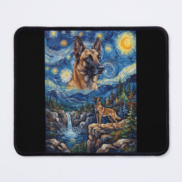 Item preview, Belgian Malinois Howling Moon Starry Night Van Gogh Art Dog Lover designed and sold by dian-rody-crest.