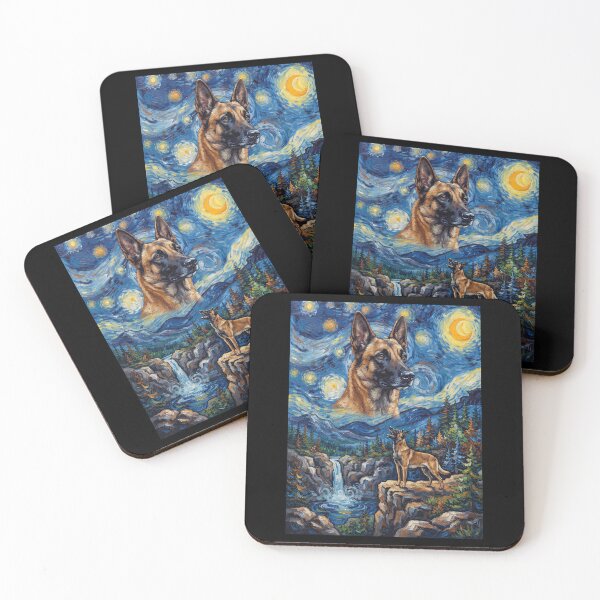 Item preview, Belgian Malinois Howling Moon Starry Night Van Gogh Art Dog Lover designed and sold by dian-rody-crest.