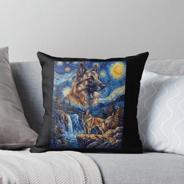 Item preview, Belgian Tervuren Howling Moon Starry Night Van Gogh Art Animal Lover designed and sold by dian-rody-crest.
