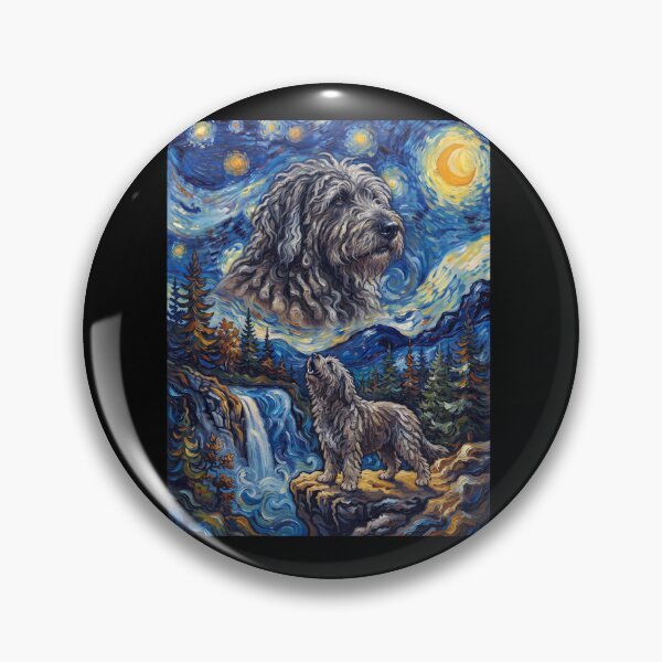 Artikelvorschau, Bergamasker Schäfer, heulender Mond, Sternennacht, Van Gogh, Kunst, Tierliebhaber entworfen und verkauft von dian-rody-crest.