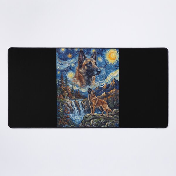 Item preview, Belgian Shepherd Howling Moon Starry Night Van Gogh Art Animal Lover designed and sold by dian-rody-crest.