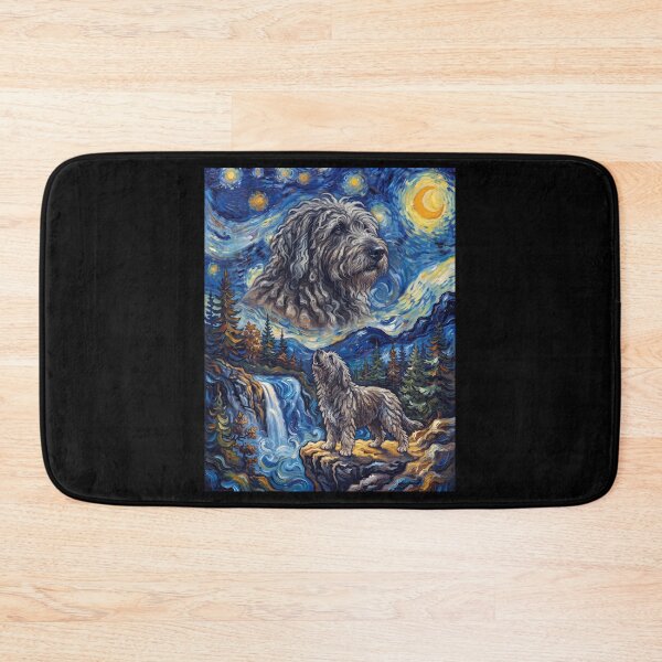 Item preview, Bergamasco Shepherd Howling Moon Starry Night Van Gogh Art Animal Lover designed and sold by dian-rody-crest.