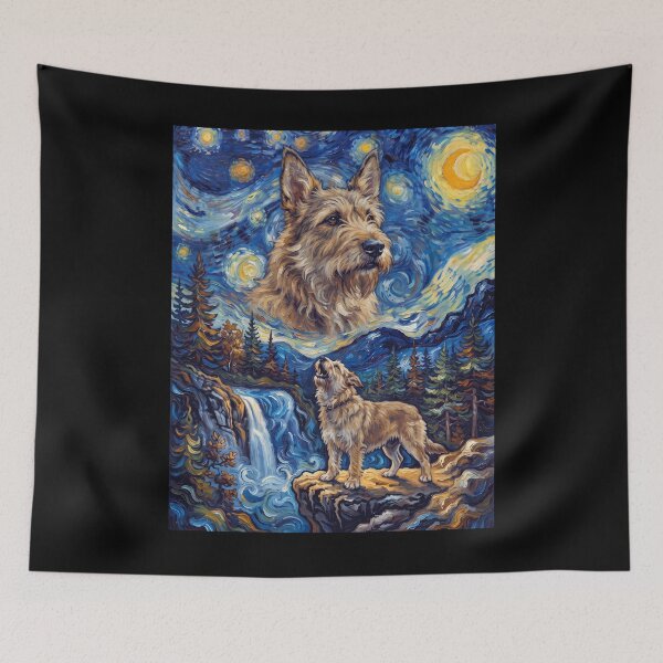 Aperçu de l'œuvre Berger Picard, Lune hurlante, Nuit étoilée, Van Gogh, Art, Amoureux des animaux créée et vendue par dian-rody-crest.