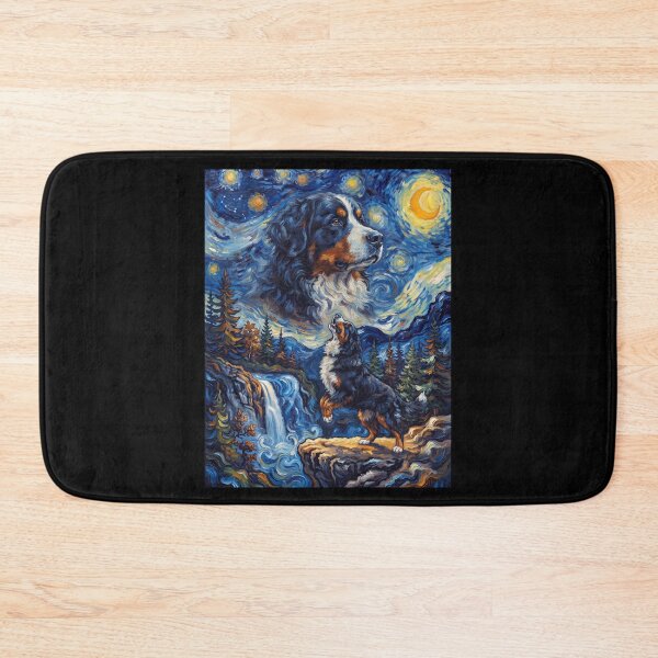 Item preview, Bernese Mountain Dog Howling Moon Starry Night Van Gogh Art Dog Lover designed and sold by dian-rody-crest.