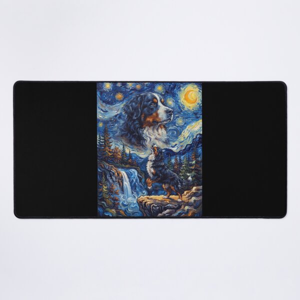 Item preview, Bernese Mountain Dog Howling Moon Starry Night Van Gogh Art Dog Lover designed and sold by dian-rody-crest.